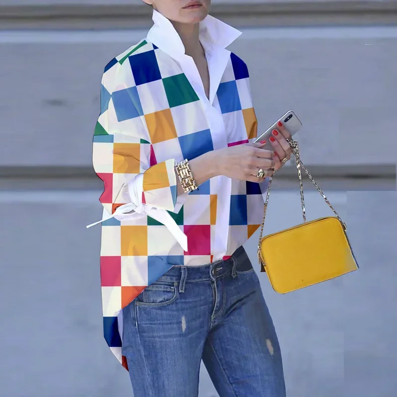 Modigirl 2025 Summer Stand Collar Loose Woman Casual Blouses Tops Colorful Buttoned Plaid Long Sleeve Tied Shirts for Women
Modigirl 2025 Summer Stand Collar Loose Woman Casual Blouses Tops Colorful Buttoned Plaid Long Sleeve Tied Shirts for Women
