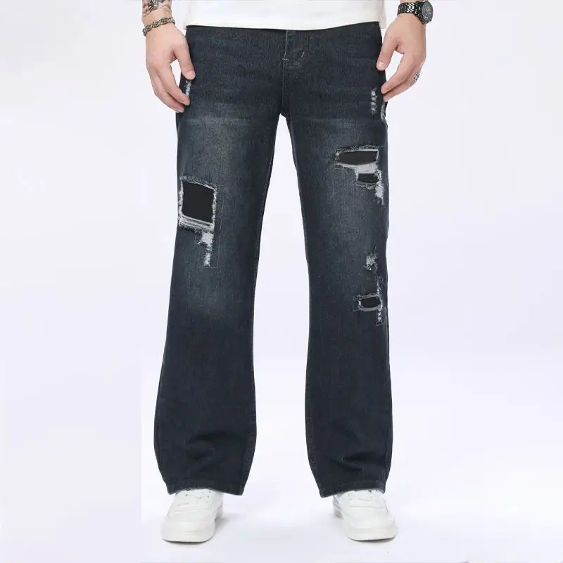 Men's denim pants, American fashion trend, casual simplicity, deep blue perforated straight leg pants, suitable for all seasons
Men's denim pants, American fashion trend, casual simplicity, deep blue perforated straight leg pants, suitable for all seasons