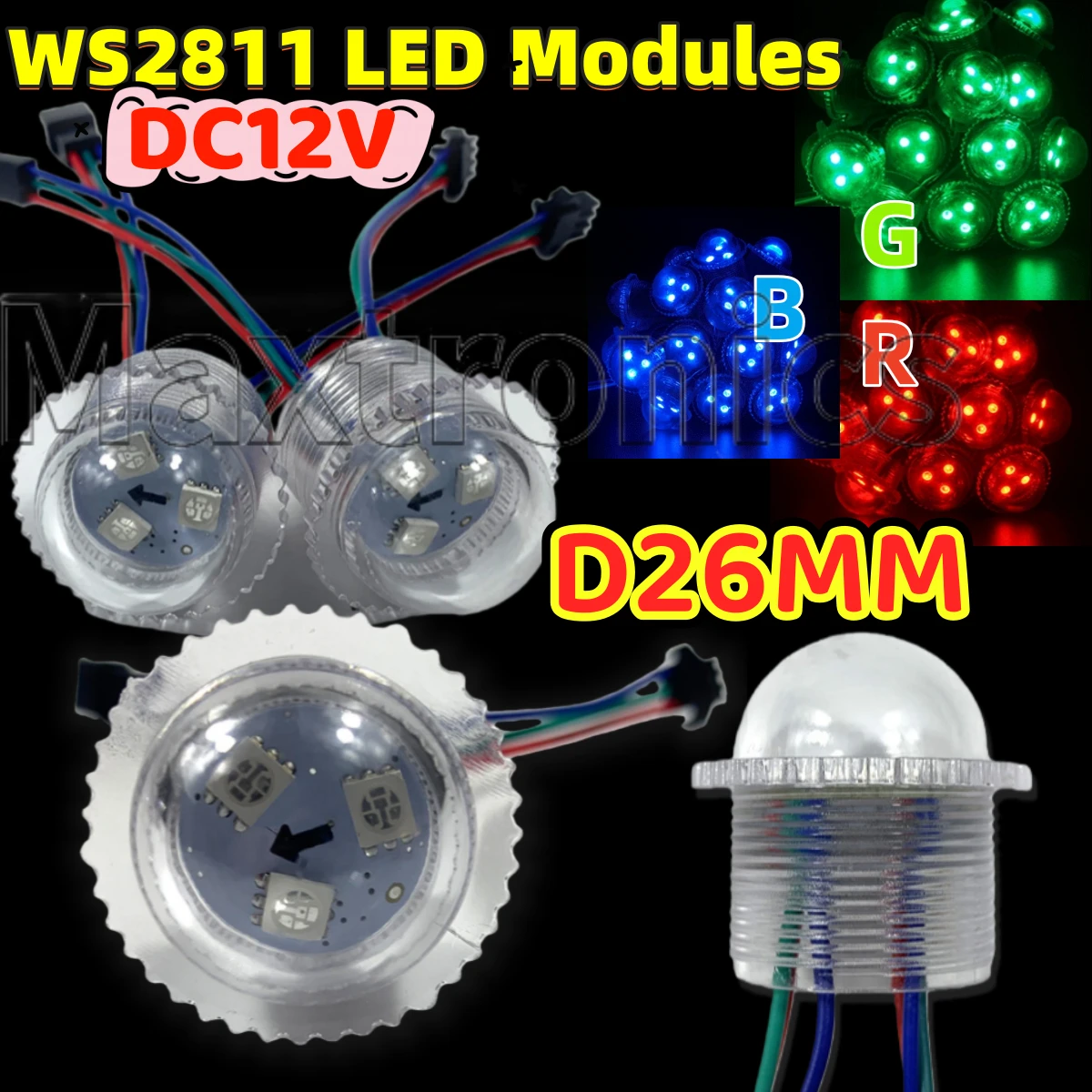 200pcs DC12V WS2811 LED Module 26mm Transparent Shell Exposed Point Light 3 SMD5050 RGB Chips IP68 for Amusement Park, KTV Decor
200pcs DC12V WS2811 LED Module 26mm Transparent Shell Exposed Point Light 3 SMD5050 RGB Chips IP68 for Amusement Park, KTV Decor