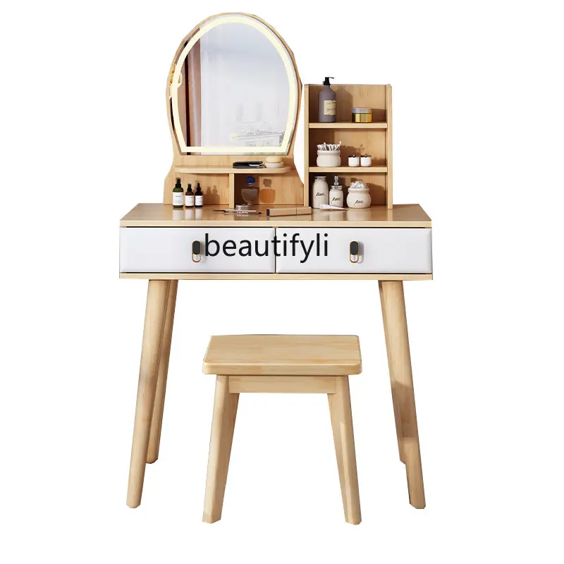 Современный туалетный столик из массива дерева, многофункциональный сборный шкаф для хранения в спальню, интегрированный макияжный столик
Современный туалетный столик из массива дерева, многофункциональный сборный шкаф для хранения в спальню, интегрированный макияжный столик