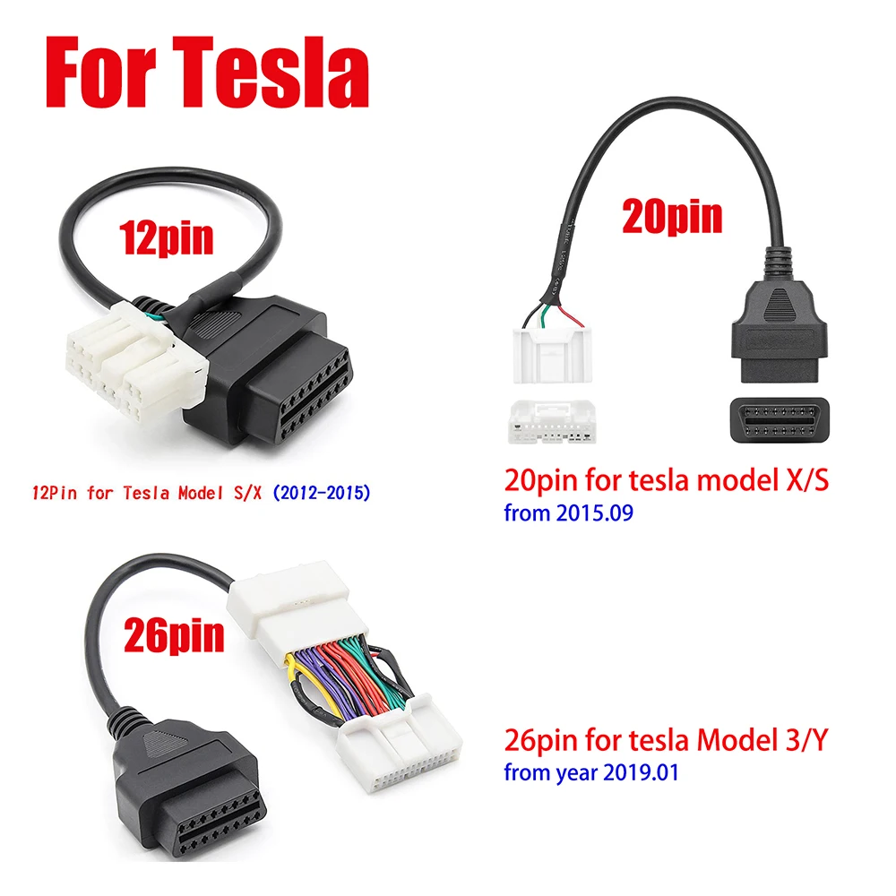 OBD2 Diagnostic Cable for Tesla Car 26Pin 20Pin 12Pin Connector to OBDII 16Pin Adapter for Tesla Model S Model X Model 3 Model Y
OBD2 Diagnostic Cable for Tesla Car 26Pin 20Pin 12Pin Connector to OBDII 16Pin Adapter for Tesla Model S Model X Model 3 Model Y