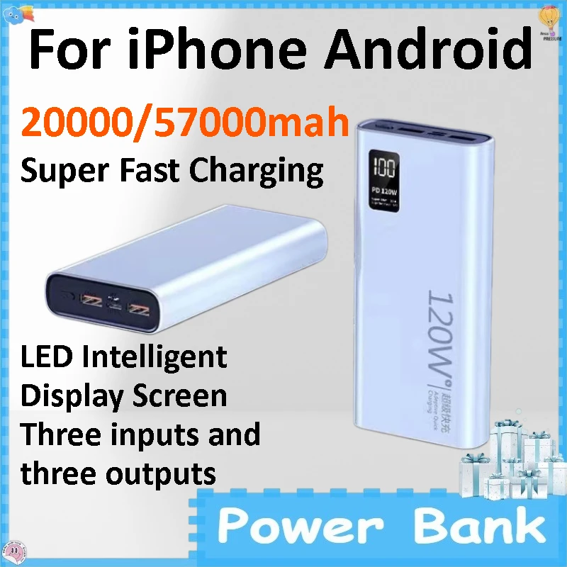 20000/57000mAh Power Bank Digital Display Bidirectional Fast Charging Super Fast Charger External Battery for IPhone Android
20000/57000mAh Power Bank Digital Display Bidirectional Fast Charging Super Fast Charger External Battery for IPhone Android