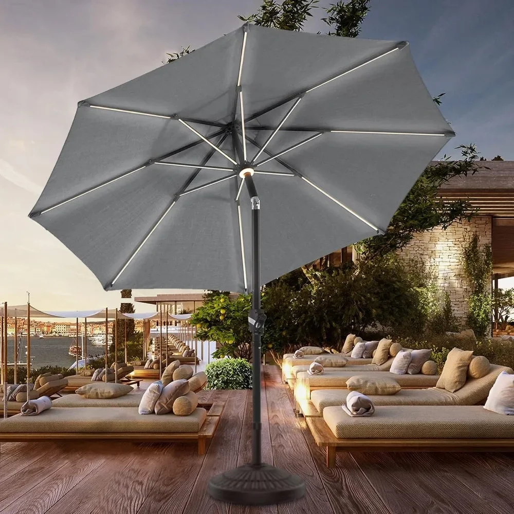 Outdoor Solar Patio Umbrella LED Table Umbrellas with 16 LED Strip Lights & Hub Light, Aluminum Frame, 3 YEARS Fade Resistance
Outdoor Solar Patio Umbrella LED Table Umbrellas with 16 LED Strip Lights & Hub Light, Aluminum Frame, 3 YEARS Fade Resistance