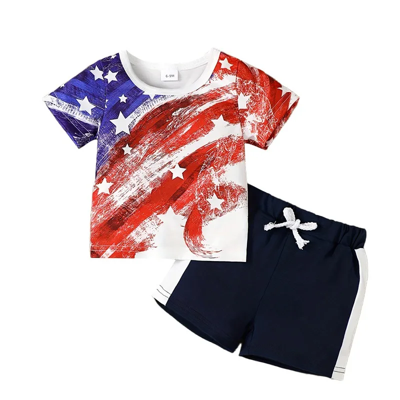 2PCS/Set Baby Boy Clothes Sets American Flag Print Short Sleeve Tops And Casual Elastic Waist Shorts With Drawstring Suits 6M-3Y
2PCS/Set Baby Boy Clothes Sets American Flag Print Short Sleeve Tops And Casual Elastic Waist Shorts With Drawstring Suits 6M-3Y