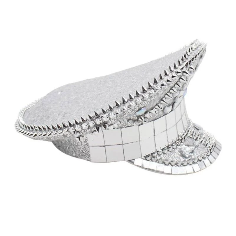 400A Jeweled Captain Hat Shimmering Crystals Hat for Disco House Cocktail Parties
400A Jeweled Captain Hat Shimmering Crystals Hat for Disco House Cocktail Parties