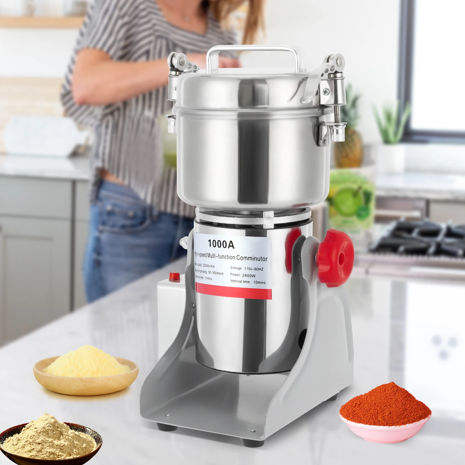 Food-grade Electric Grain Mill,110V 3600W Large Capacity 304 Stainless Steel Grain Mill for Grinding Grains, Medicinal Materials
Food-grade Electric Grain Mill,110V 3600W Large Capacity 304 Stainless Steel Grain Mill for Grinding Grains, Medicinal Materials