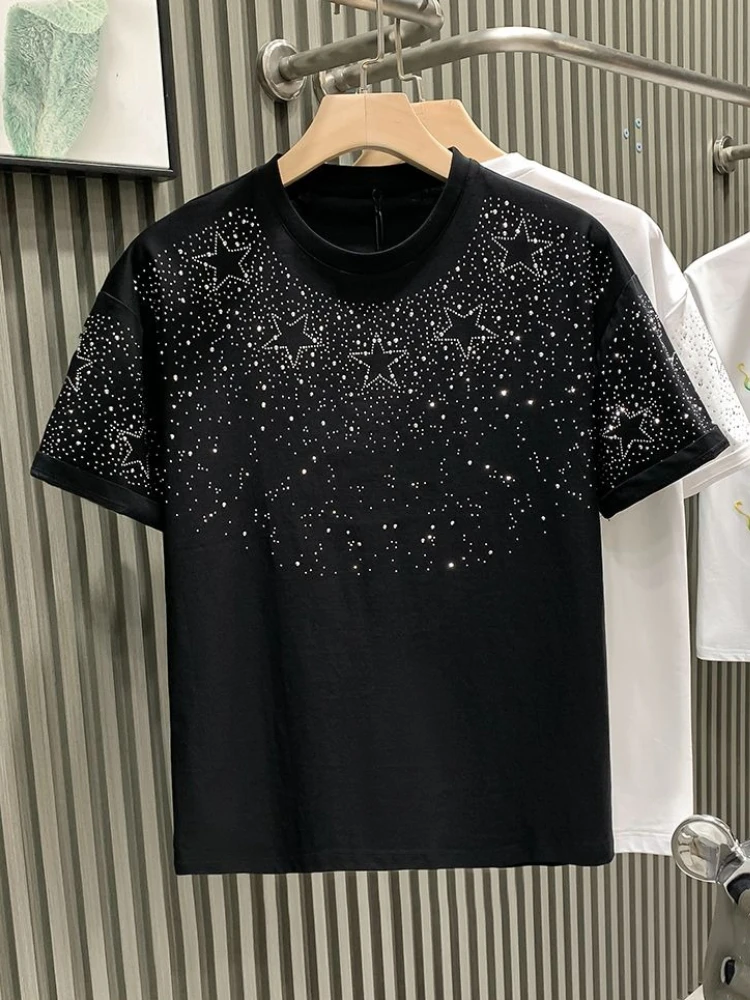 Trendy Luxury Men's Short Sleeve Round Neck T-Shirt Sparkling Crystal Embroidery Comfortable Daily Wear
Trendy Luxury Men's Short Sleeve Round Neck T-Shirt Sparkling Crystal Embroidery Comfortable Daily Wear