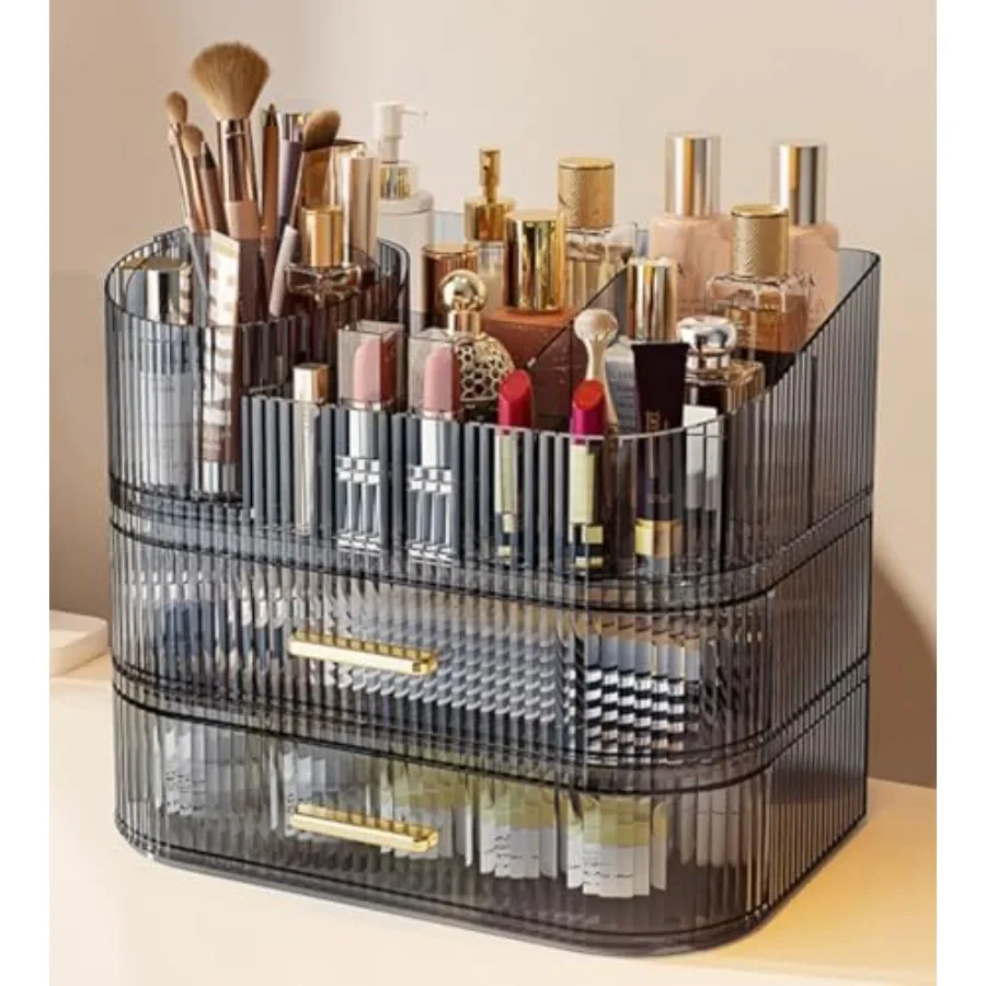 Makeup Organizer with Drawers and 360° Rotating Brush Holder Large Capacity Cosmetic Storage for Vanity Skincare Perfume Hair A
Makeup Organizer with Drawers and 360° Rotating Brush Holder Large Capacity Cosmetic Storage for Vanity Skincare Perfume Hair A
