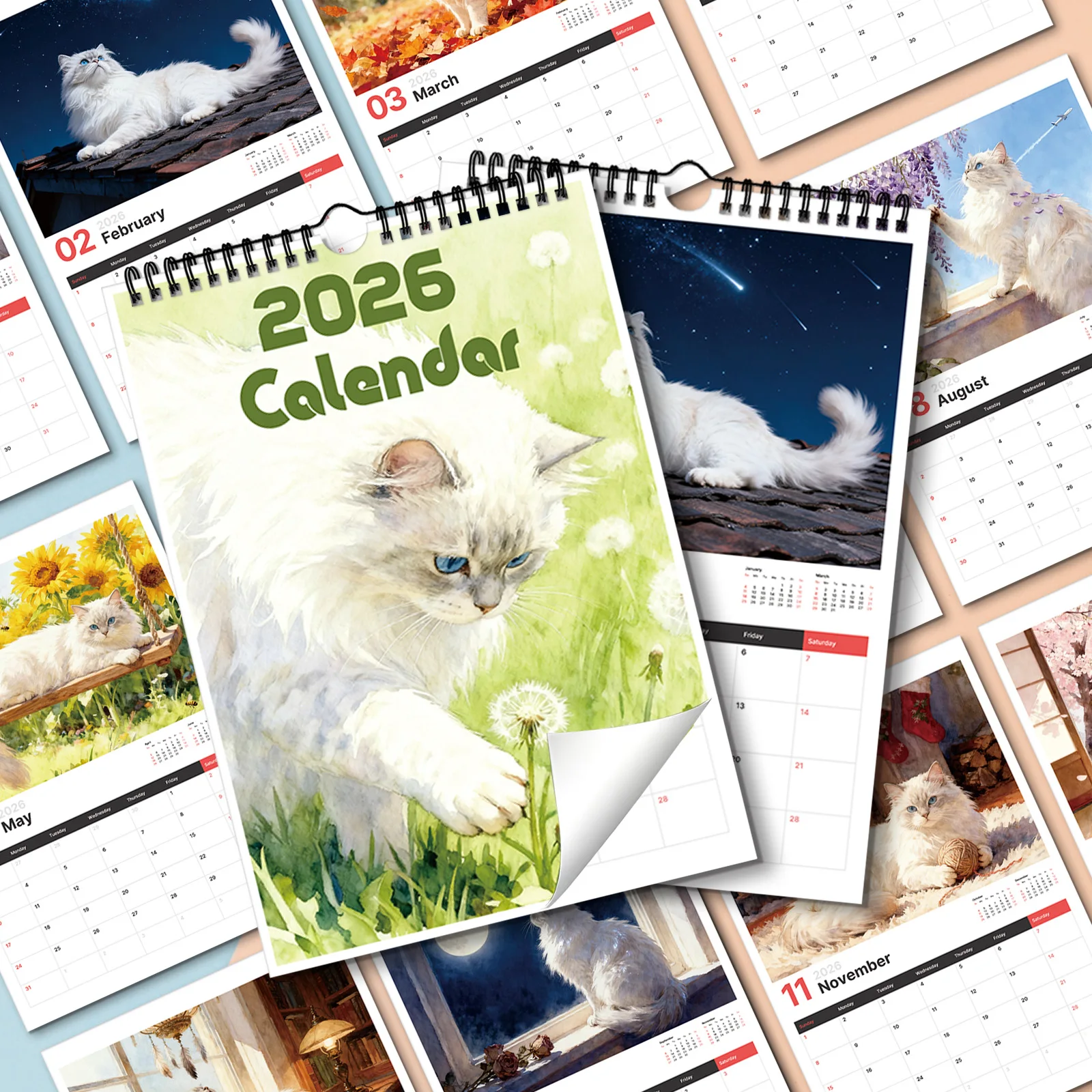 1PC 2026 Long-haired Cat Themed Calendar,Perfect for Everyday Date Checking, A Heartwarming Gift for Cat Lovers and Family
1PC 2026 Long-haired Cat Themed Calendar,Perfect for Everyday Date Checking, A Heartwarming Gift for Cat Lovers and Family