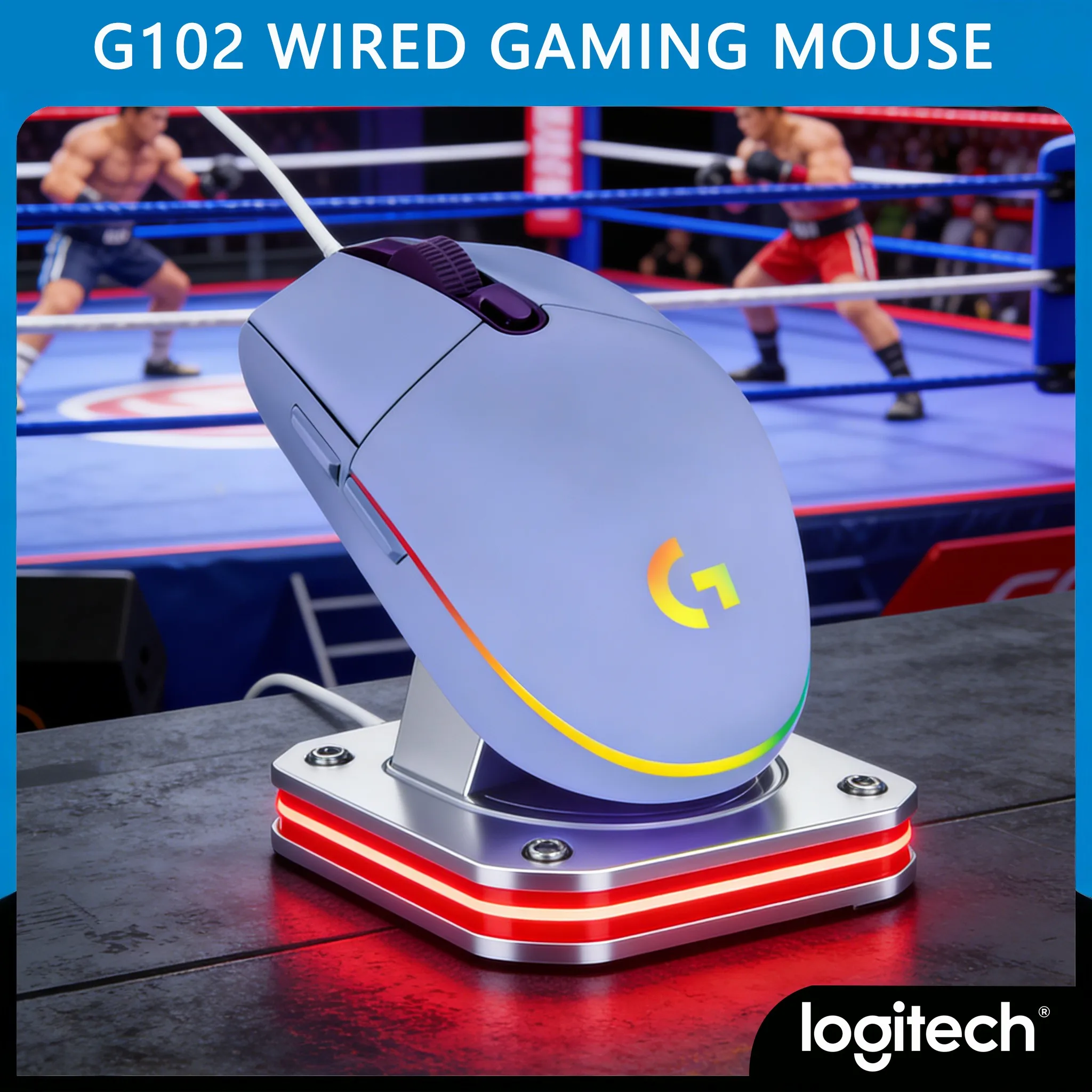 Logitech G102 Portable Gaming Mouse RGB Lightsync 6 Buttons Small Ergonomic