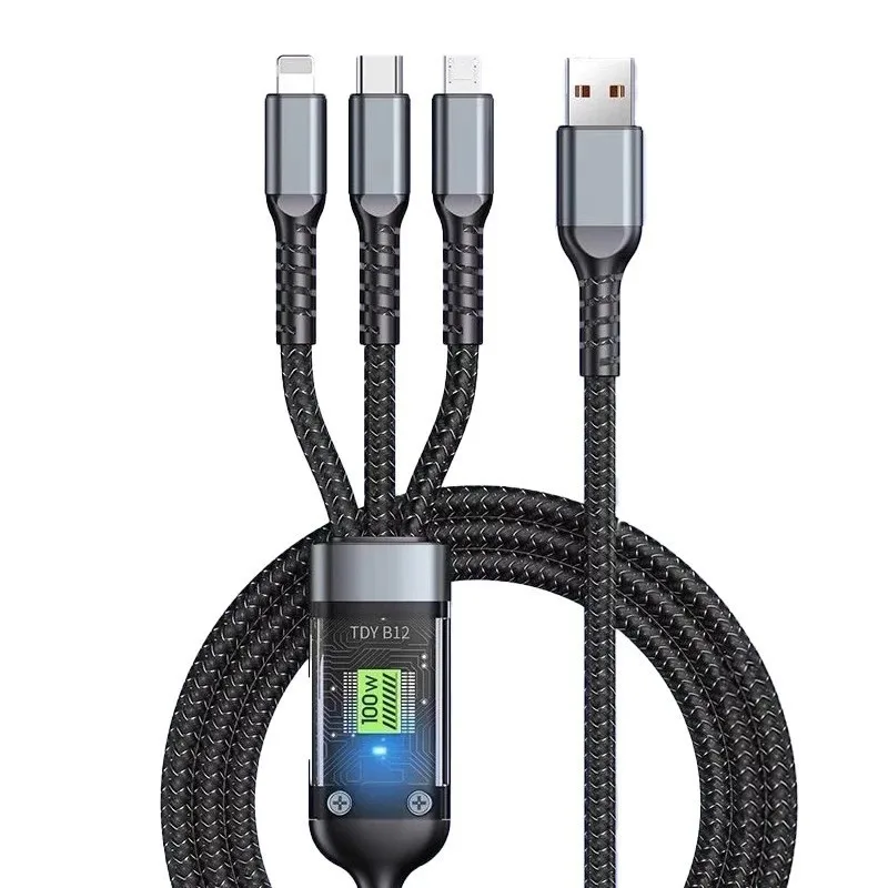 100W 3 In 1 Fast Charging Cable Multi Charger Cable USB To Type-C Micro Lightning Cord For iPhone Samsung Xiaomi Huawei OPPO
100W 3 In 1 Fast Charging Cable Multi Charger Cable USB To Type-C Micro Lightning Cord For iPhone Samsung Xiaomi Huawei OPPO