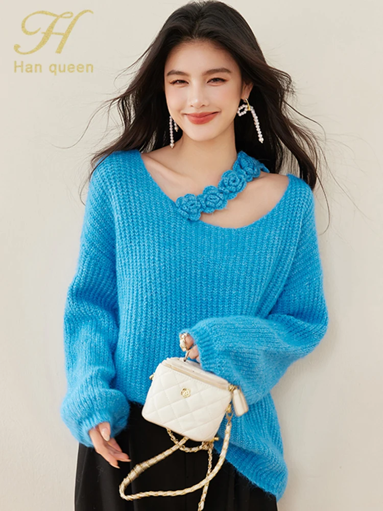 H Han Queen 2025 Spring Tops Loos Three-Dimensional Flower Women Sweaters Elegant Simple Lazy Vintage Knitwear Casual Pullovers
H Han Queen 2025 Spring Tops Loos Three-Dimensional Flower Women Sweaters Elegant Simple Lazy Vintage Knitwear Casual Pullovers