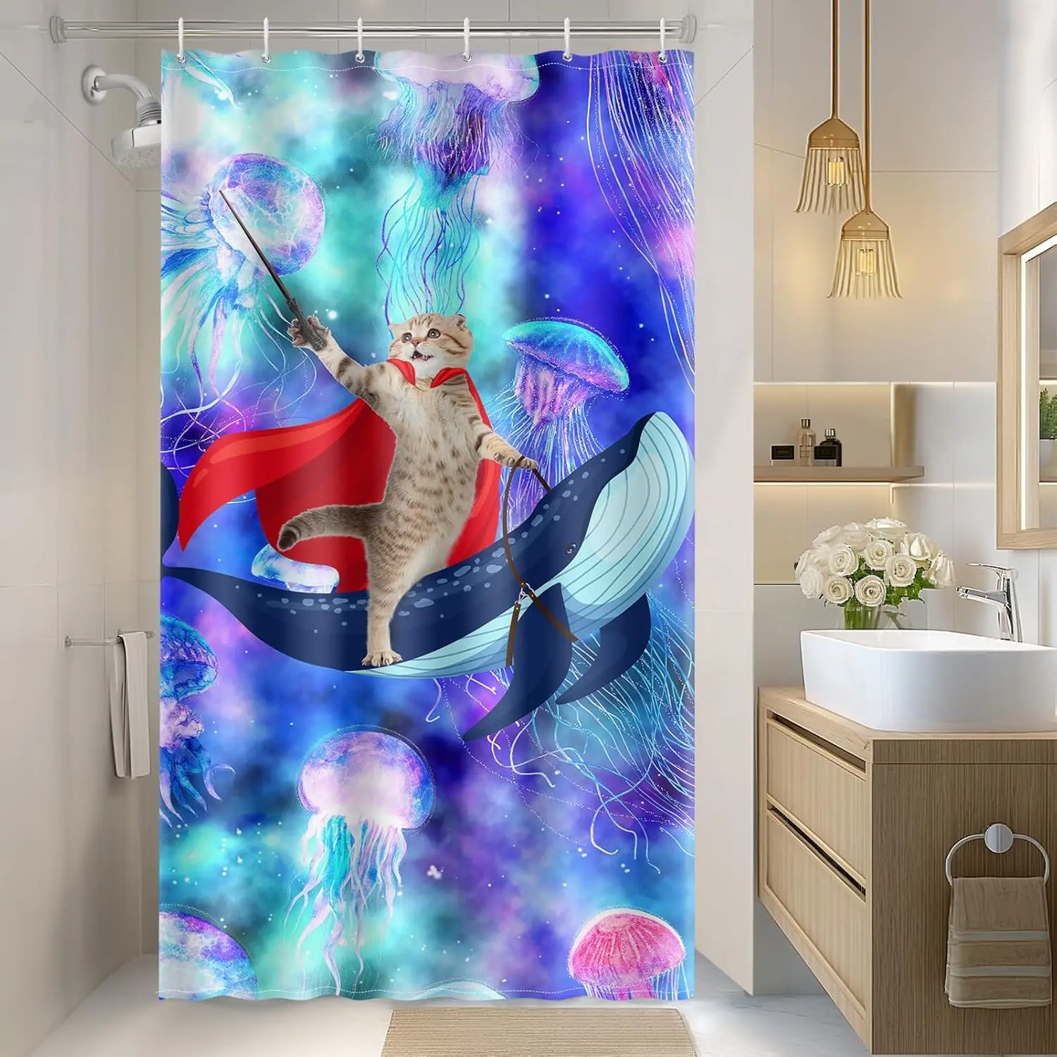 Psychedelic Cat Art Shower Curtain with Colorful Swirls and Big Eyes Trippy Design
Psychedelic Cat Art Shower Curtain with Colorful Swirls and Big Eyes Trippy Design