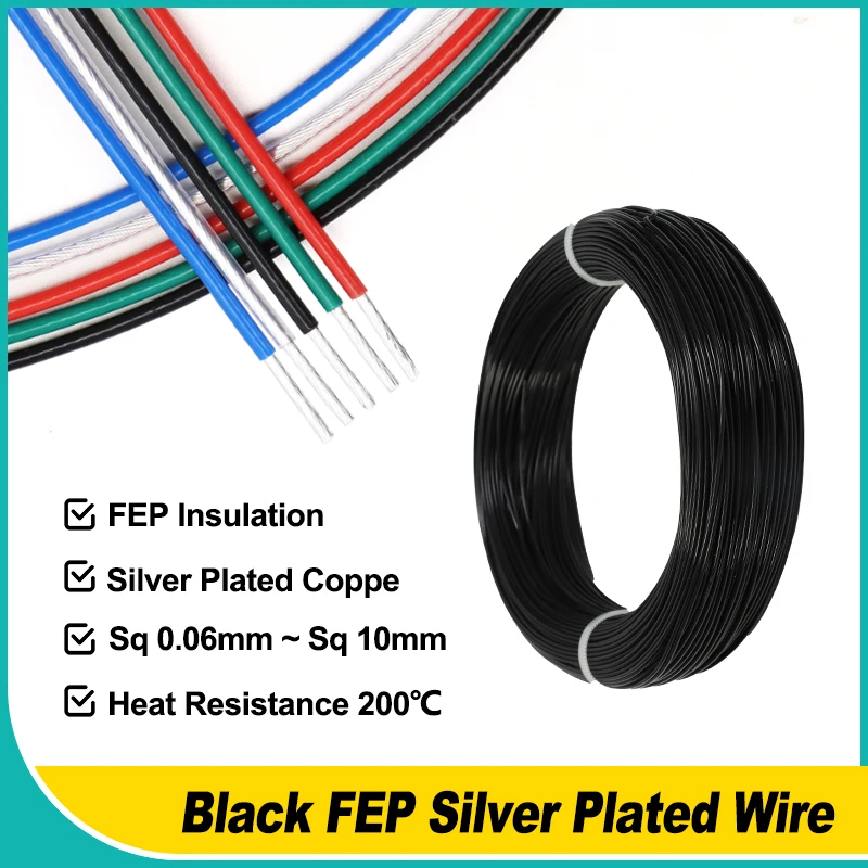 1m ~ 100m Black FEP Silver Plated Wires Sq 0.06mm ~ 10mm HiFi Audio Speaker Headphone OFC Coppe High Temperature Electric Cable
1m ~ 100m Black FEP Silver Plated Wires Sq 0.06mm ~ 10mm HiFi Audio Speaker Headphone OFC Coppe High Temperature Electric Cable