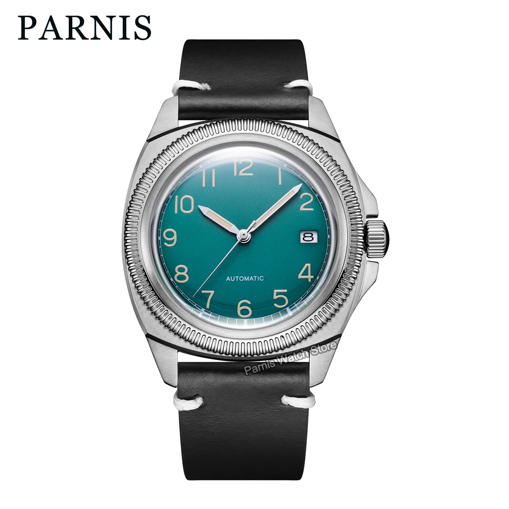 Parnis 41mm Green Dial Sapphire Glass Japan SeikoNH35 Automatic Mechanical Men Watches Black Leather Strap Sports Watch Men
Parnis 41mm Green Dial Sapphire Glass Japan SeikoNH35 Automatic Mechanical Men Watches Black Leather Strap Sports Watch Men