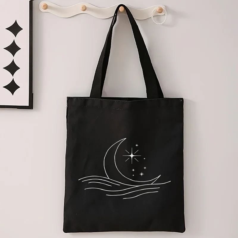 Reusable Dual-Sided Print Tote Bag with White Moon Stars Design Multifunctional Handbag Backpack for Shopping Beach Picnics
Reusable Dual-Sided Print Tote Bag with White Moon Stars Design Multifunctional Handbag Backpack for Shopping Beach Picnics