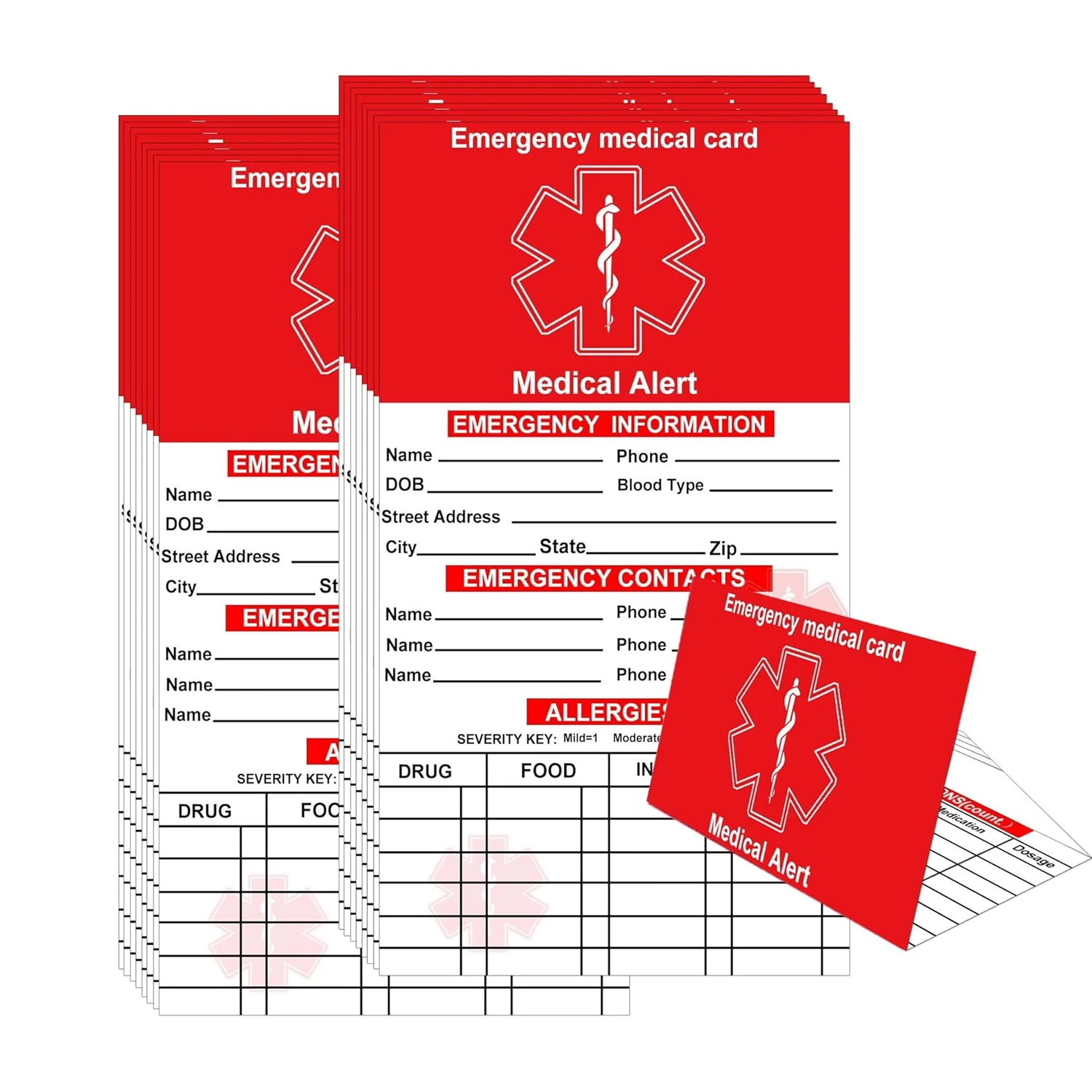 Red Medication List Card with Sleeves 10 Pack Emergency Contact ID Wallet Card 2 * 3.5inch Sleeves Medical Identification Tags
Red Medication List Card with Sleeves 10 Pack Emergency Contact ID Wallet Card 2 * 3.5inch Sleeves Medical Identification Tags