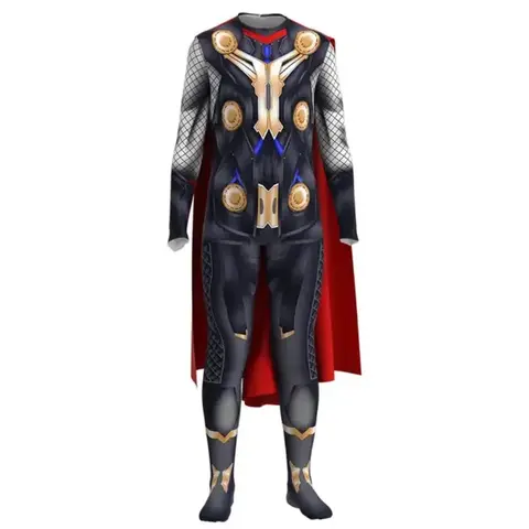 H'Cossky Thor Cosplay Jumpsuit Cloak Children Kids Adult Halloween Festival Birthday Party Gift Carnival Costume Ged"UV