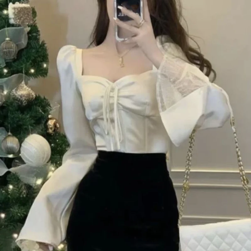 Spring Long Sleeve Elegant Satin Blouse Women Slim Square Neck Y2k Clothing Korean Fashion Casual Shirts Office Lady Tops
Spring Long Sleeve Elegant Satin Blouse Women Slim Square Neck Y2k Clothing Korean Fashion Casual Shirts Office Lady Tops