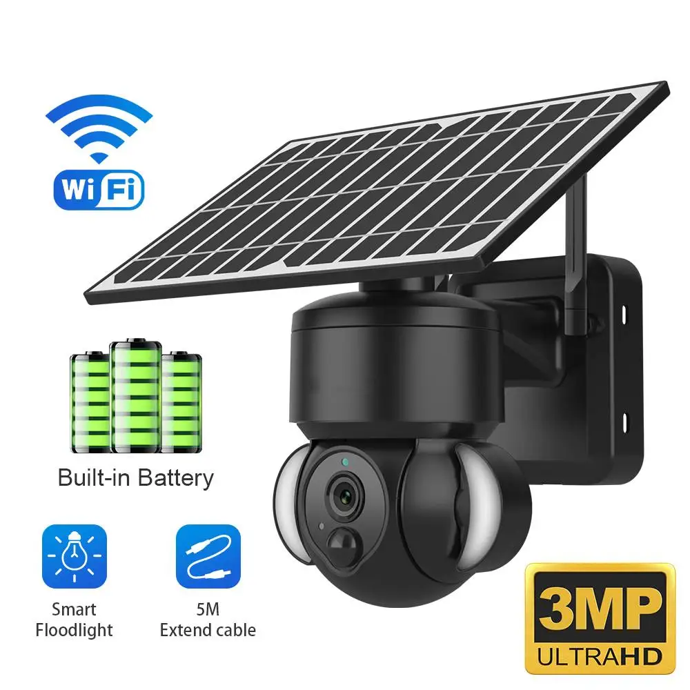 Smart WiFi Solar Floodlight Camera Outdoors 3MP HD Surveillance Cam Motion Detection Color Night Vision Two-way Audio IP6
Smart WiFi Solar Floodlight Camera Outdoors 3MP HD Surveillance Cam Motion Detection Color Night Vision Two-way Audio IP6