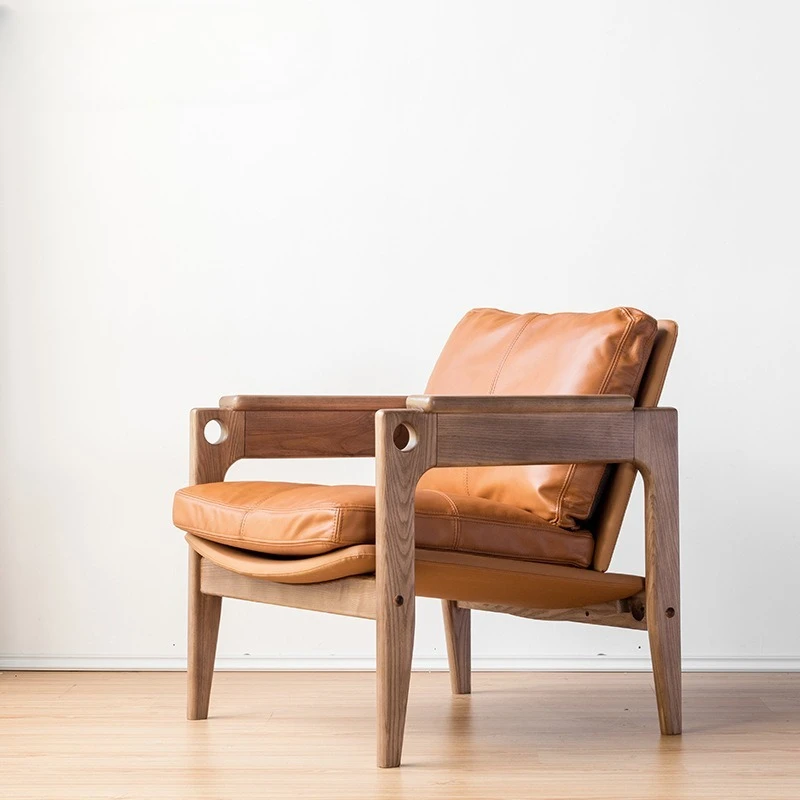 Solid wood leisure chair, home living room backrest armrest leather distant mountain leisure sofa chair
Solid wood leisure chair, home living room backrest armrest leather distant mountain leisure sofa chair