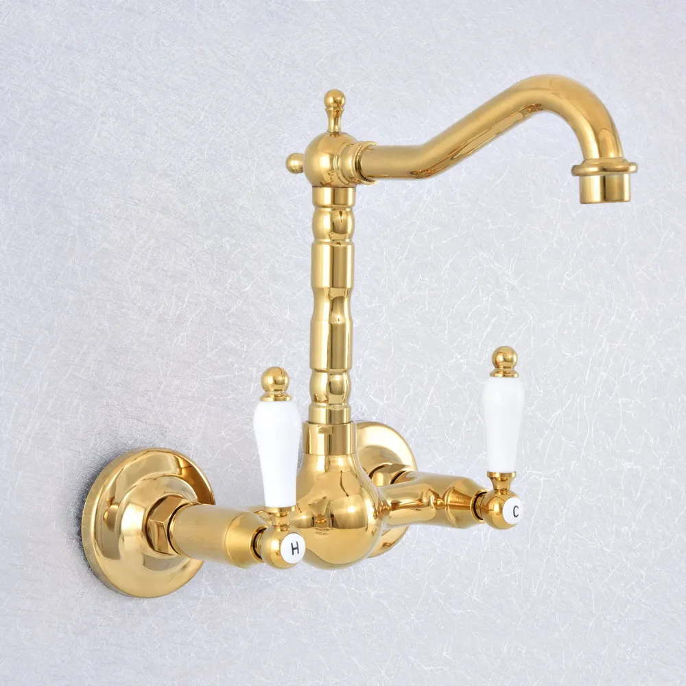 Luxury Gold Brass Wall Mounted Basin Faucets Bathroom Faucet Dual Handles Bathtub Hot Cold Water Kitchen Mixer Tap
Luxury Gold Brass Wall Mounted Basin Faucets Bathroom Faucet Dual Handles Bathtub Hot Cold Water Kitchen Mixer Tap