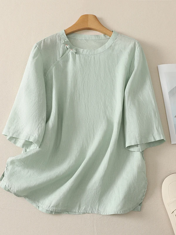 Chinese Style Vintage Elegantly Simple Cotton Linen Blouse Women Summer Side Button round Neck Traditional Top Thin Medium Sl...
Chinese Style Vintage Elegantly Simple Cotton Linen Blouse Women Summer Side Button round Neck Traditional Top Thin Medium Sl...