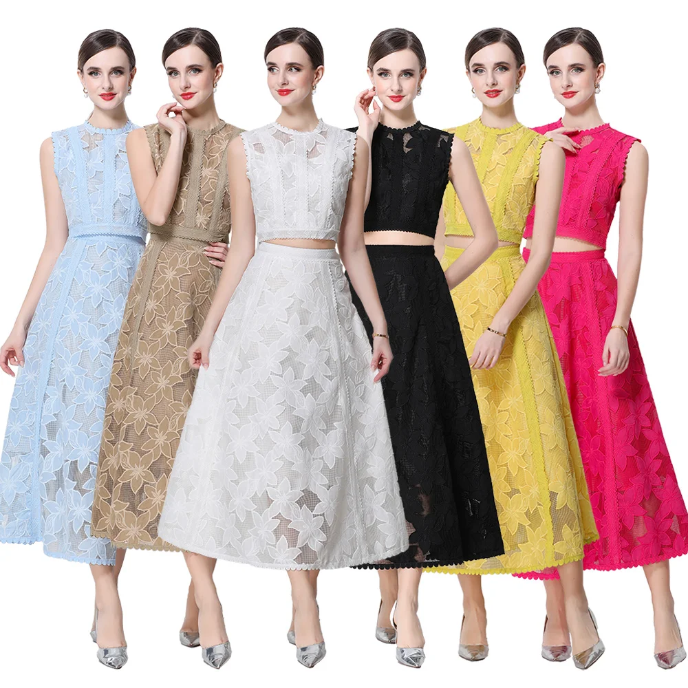 Yellow Print Embroidery round Ne Svel Top High Waist A-Line Skirt Set Ele Sle Summer Collection for Women
Yellow Print Embroidery round Ne Svel Top High Waist A-Line Skirt Set Ele Sle Summer Collection for Women