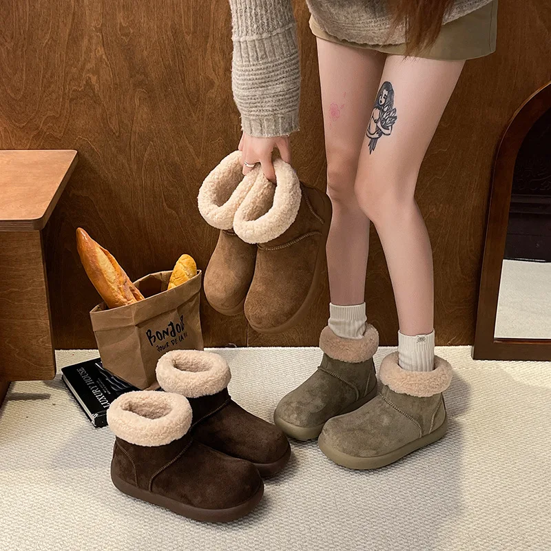 2026 New Womens Winter Snow Boots Simple Solid Color Warm Fleece Lined Short Booties Thickened Cotton Shoes
2026 New Womens Winter Snow Boots Simple Solid Color Warm Fleece Lined Short Booties Thickened Cotton Shoes