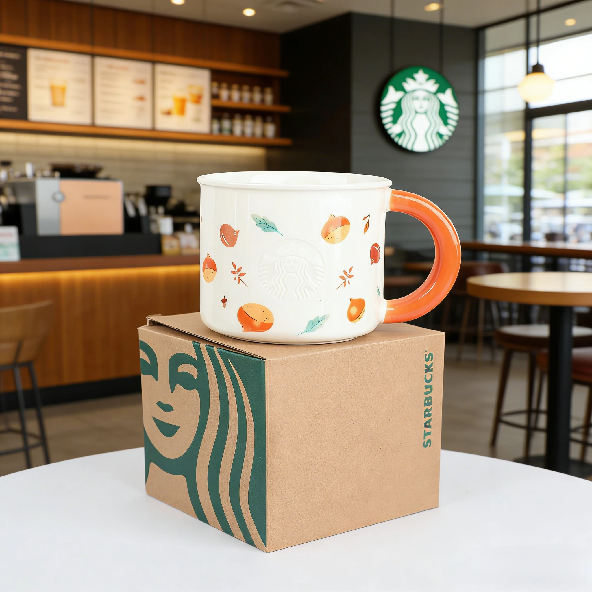 Starbucks White Fall Harvest Mug 355ml Ceramic Cup Orange Handle Cute Autumn Tableware Collection
Starbucks White Fall Harvest Mug 355ml Ceramic Cup Orange Handle Cute Autumn Tableware Collection