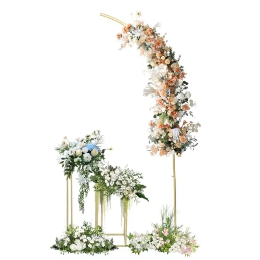 Metal Wedding Arch Stand, Half Arch Balloon Stand and 2 Flower Stands, Golden Vase Geometric Centerpieces Display Rack for Anni
Metal Wedding Arch Stand, Half Arch Balloon Stand and 2 Flower Stands, Golden Vase Geometric Centerpieces Display Rack for Anni