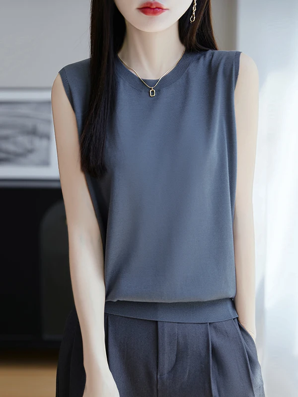Lose Fit Svel Knitted Tank Top Women Outerwear Silk Acetate round Ne Vest Casual Summer Thin Regular Length Color
Lose Fit Svel Knitted Tank Top Women Outerwear Silk Acetate round Ne Vest Casual Summer Thin Regular Length Color