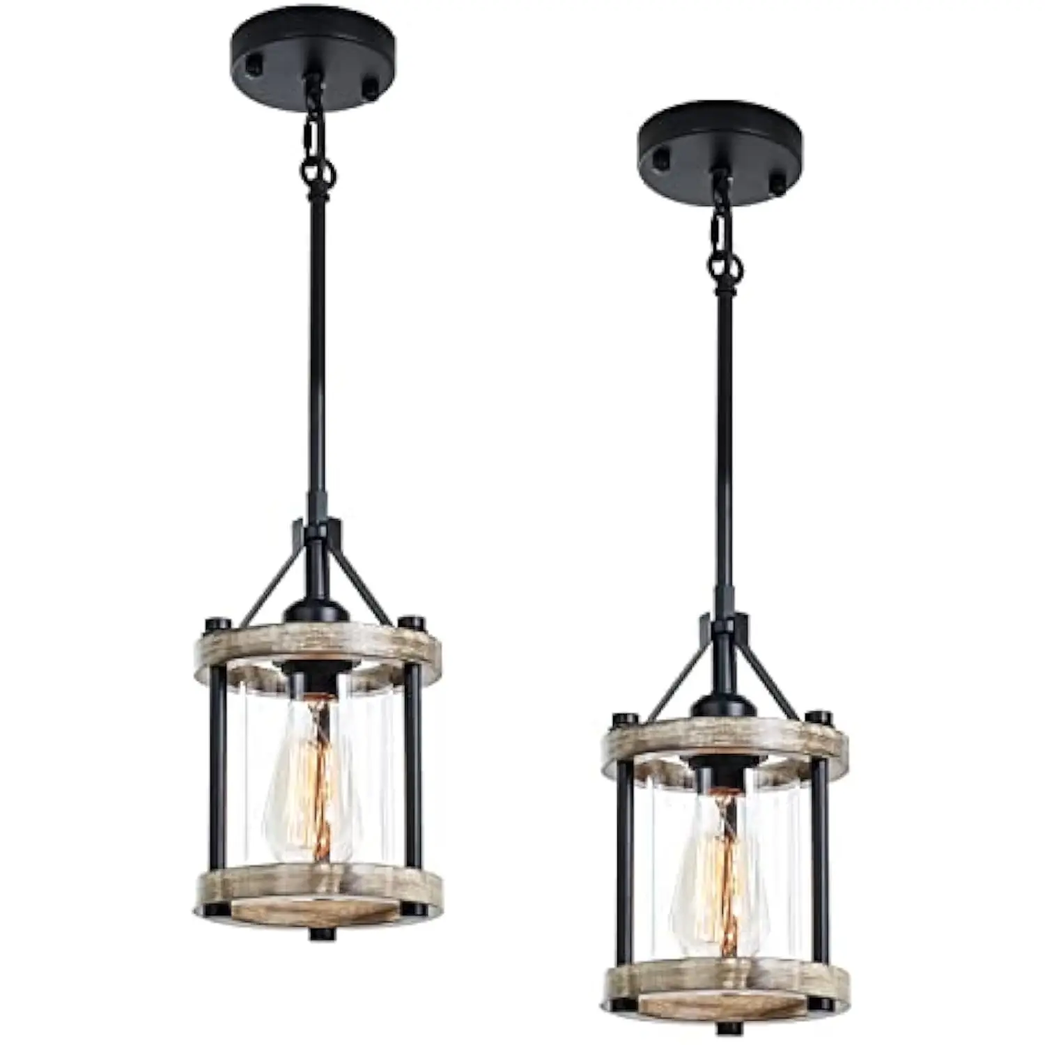 Farmhouse Pendant Light, Rustic White Wood Metal Cage Hanging Light Fixtures with Glass, 43 Inch Adjustable for Flat and Slop C
Farmhouse Pendant Light, Rustic White Wood Metal Cage Hanging Light Fixtures with Glass, 43 Inch Adjustable for Flat and Slop C