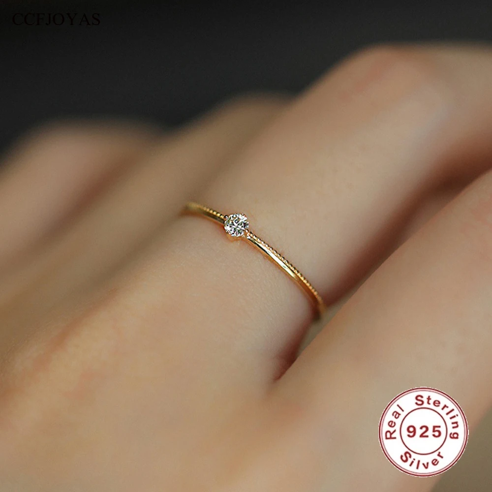 CCFJOYAS Single Round Mini Clear Zircon 925 Sterling Silver Rings for Women Light Luxury High-quality Finger Ring Fine Jewelry
CCFJOYAS Single Round Mini Clear Zircon 925 Sterling Silver Rings for Women Light Luxury High-quality Finger Ring Fine Jewelry