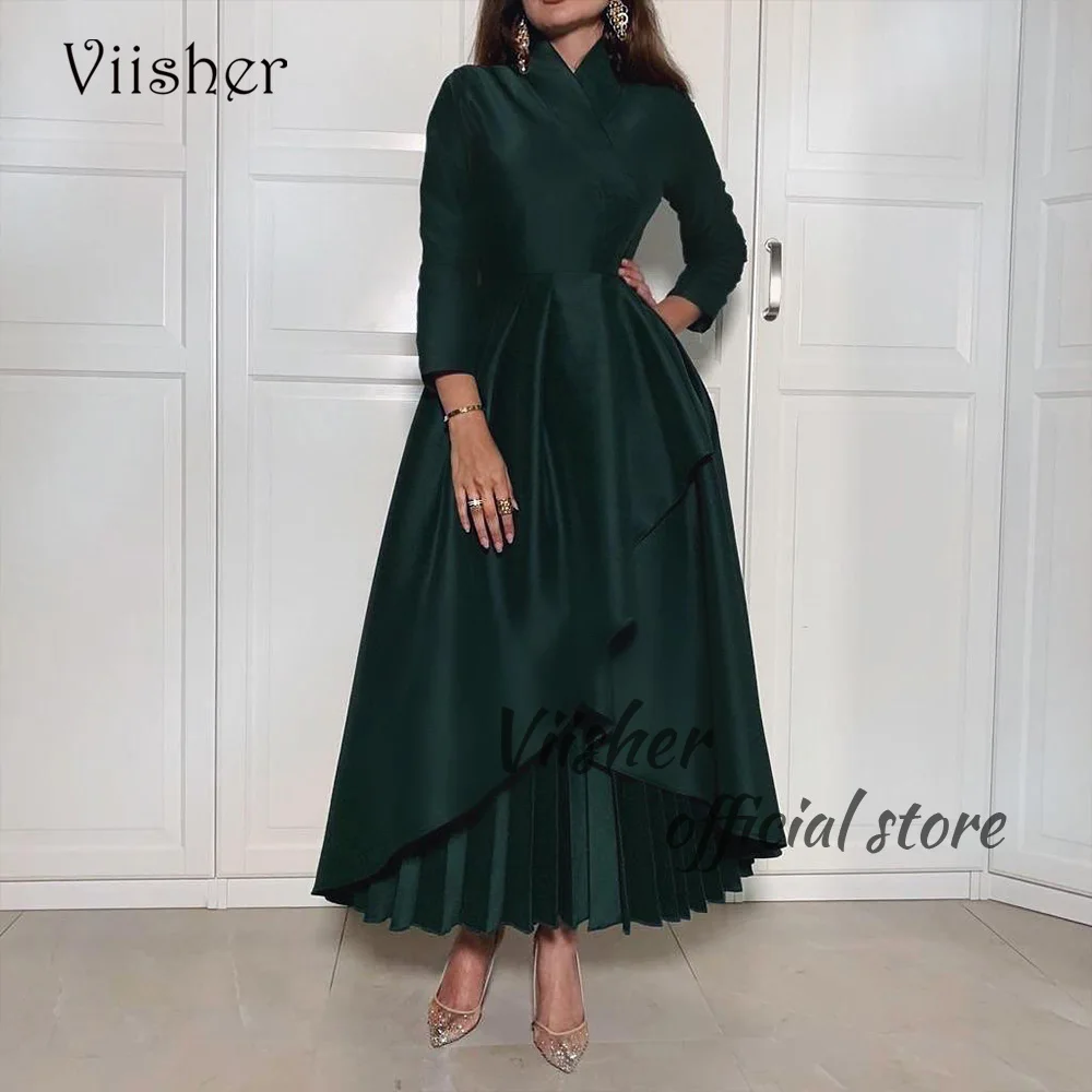 Viisher Deep Green A Line Prom Dresses Long Sleeve V Neck Arabic Dubai Formal Party Dress Ankle Length Arabic Dubai Evening Gown
Viisher Deep Green A Line Prom Dresses Long Sleeve V Neck Arabic Dubai Formal Party Dress Ankle Length Arabic Dubai Evening Gown