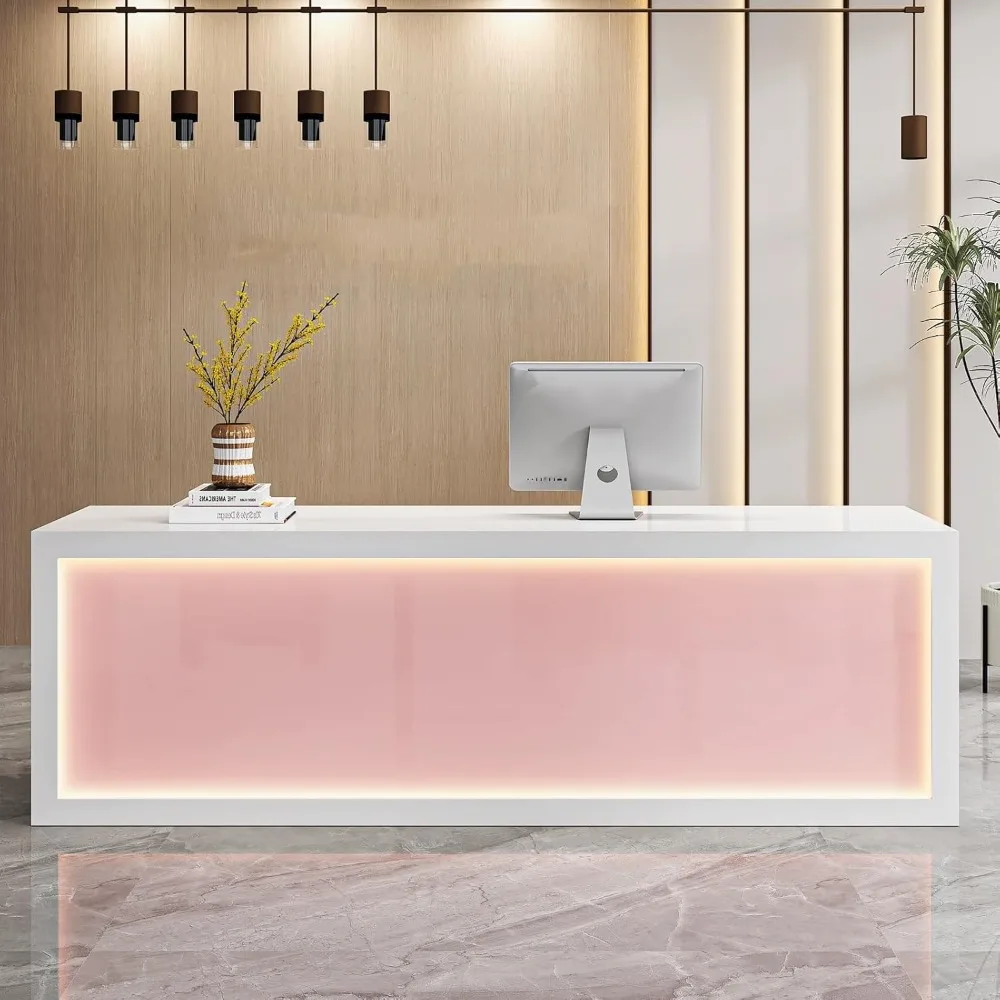 Small Reception Desk, Wooden Front Desk with Counter, Reception Counter with LED Lights, Front Counter Desk with Lockable Drawer
Small Reception Desk, Wooden Front Desk with Counter, Reception Counter with LED Lights, Front Counter Desk with Lockable Drawer