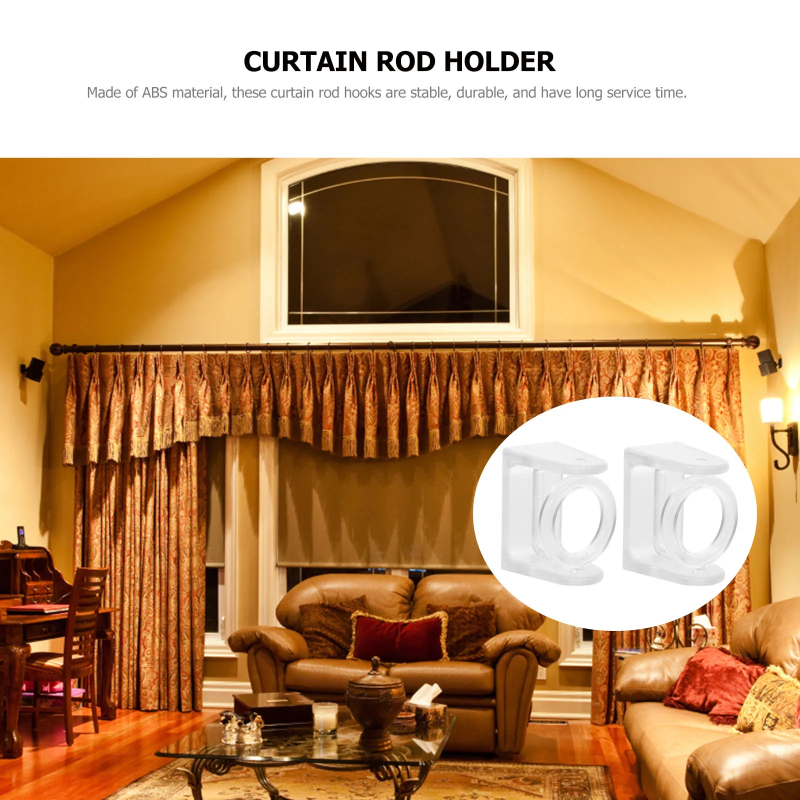 2Pcs Rotating Curtain Rod Holder ABS Stable No Drilling Curtain Rod Hook for Bathroom Bedroom Office Bathroom Accessory
2Pcs Rotating Curtain Rod Holder ABS Stable No Drilling Curtain Rod Hook for Bathroom Bedroom Office Bathroom Accessory