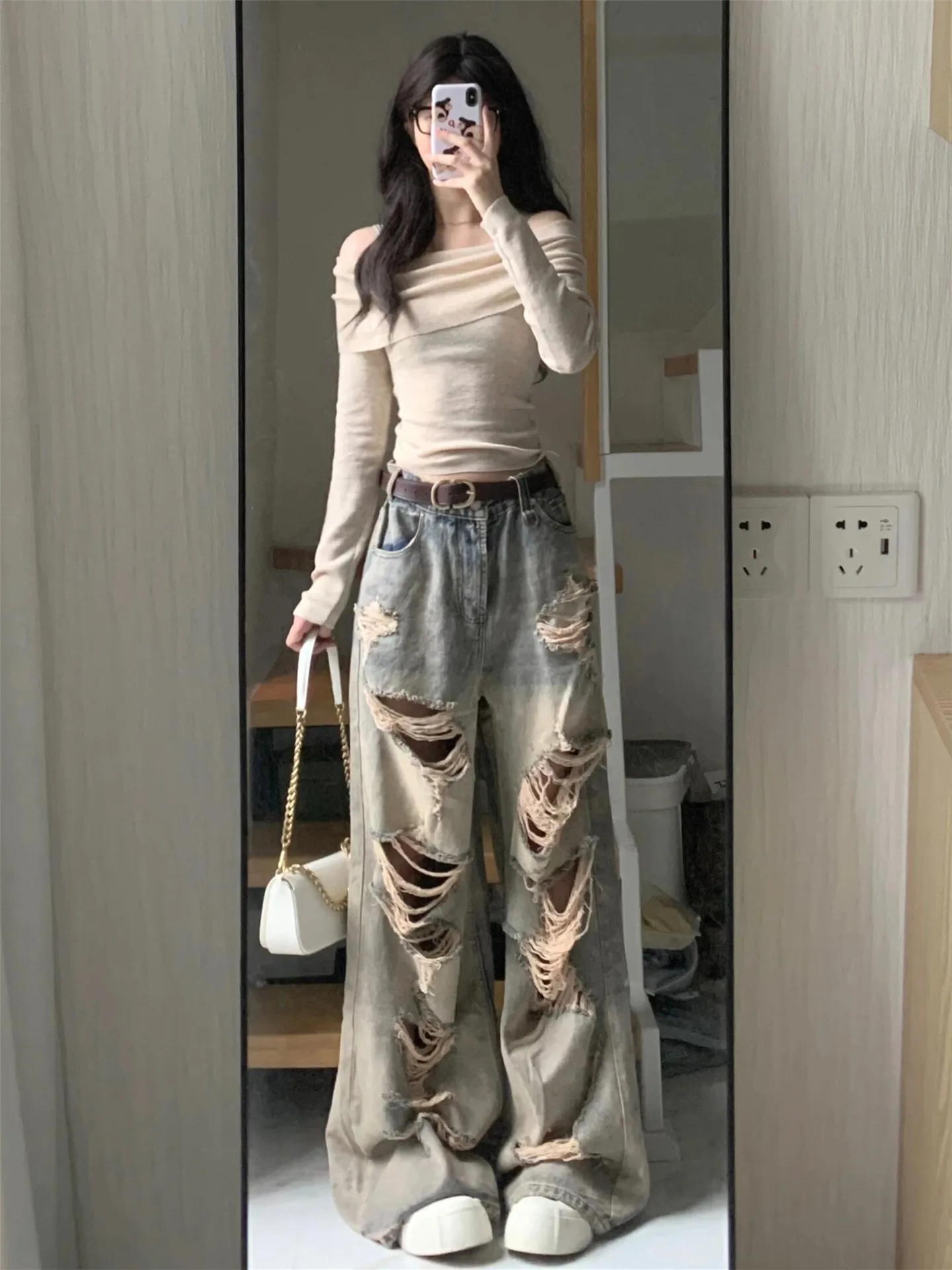 American Style Vintage Hole Straight Leg Jeans Women Summer Loose Slimming Design Tall Extended Pants Cotton High Waist
American Style Vintage Hole Straight Leg Jeans Women Summer Loose Slimming Design Tall Extended Pants Cotton High Waist