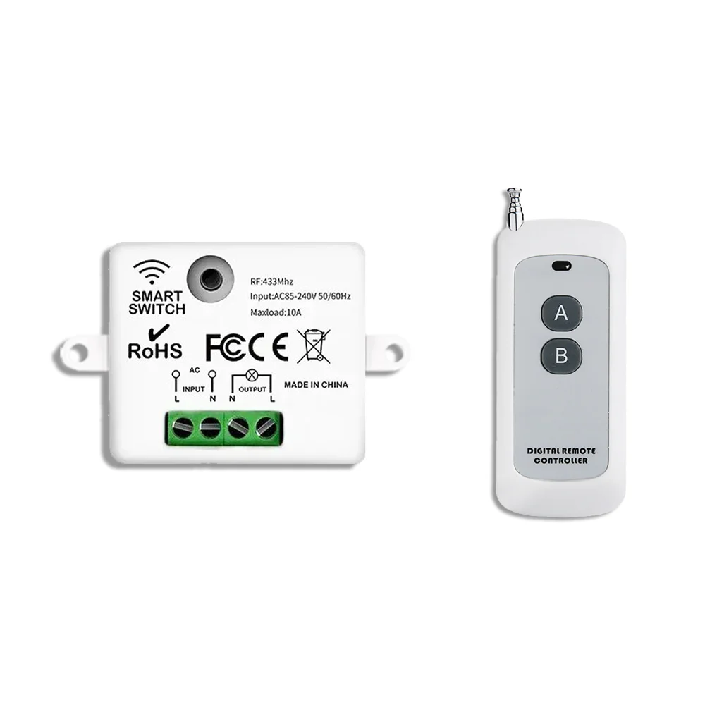 RF 433MHz Wireless Remote Control Light Switch 220V 110V 10A For LED Lamp High-Power Long-Range Learning Code Remote Control
RF 433MHz Wireless Remote Control Light Switch 220V 110V 10A For LED Lamp High-Power Long-Range Learning Code Remote Control