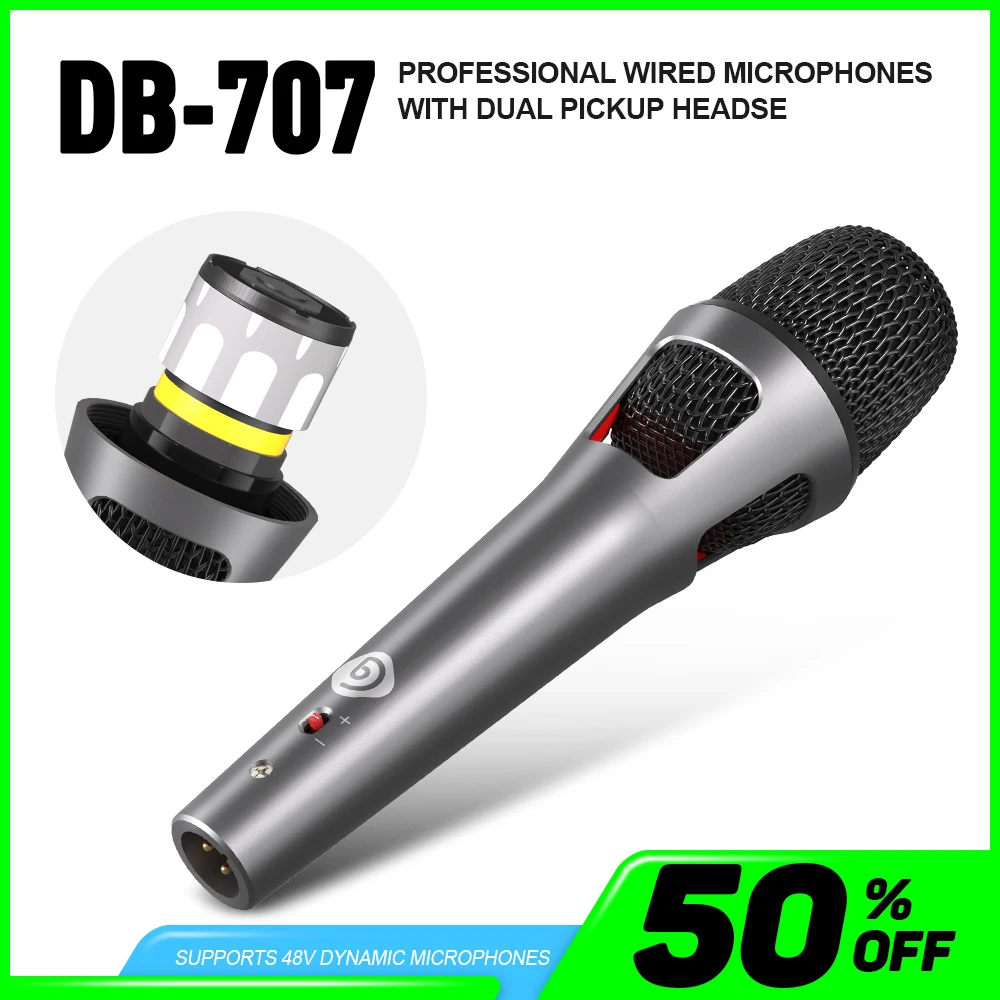 Wireless Dynamic Microphone DB-707 Professional 48V All Metal Electromagnetic Microphone 20Hz-18KHz High-Definition Pickup
Wireless Dynamic Microphone DB-707 Professional 48V All Metal Electromagnetic Microphone 20Hz-18KHz High-Definition Pickup