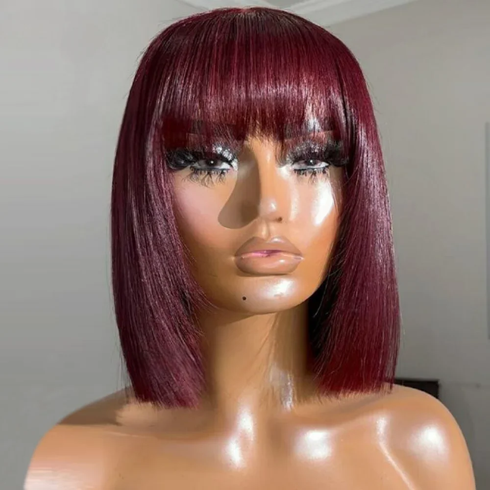 99J Burgundy Red Short Lace Wig With Bangs Straight Lace Front Wigs Premium Fibre Synthetic And Blend High Density For Women
99J Burgundy Red Short Lace Wig With Bangs Straight Lace Front Wigs Premium Fibre Synthetic And Blend High Density For Women