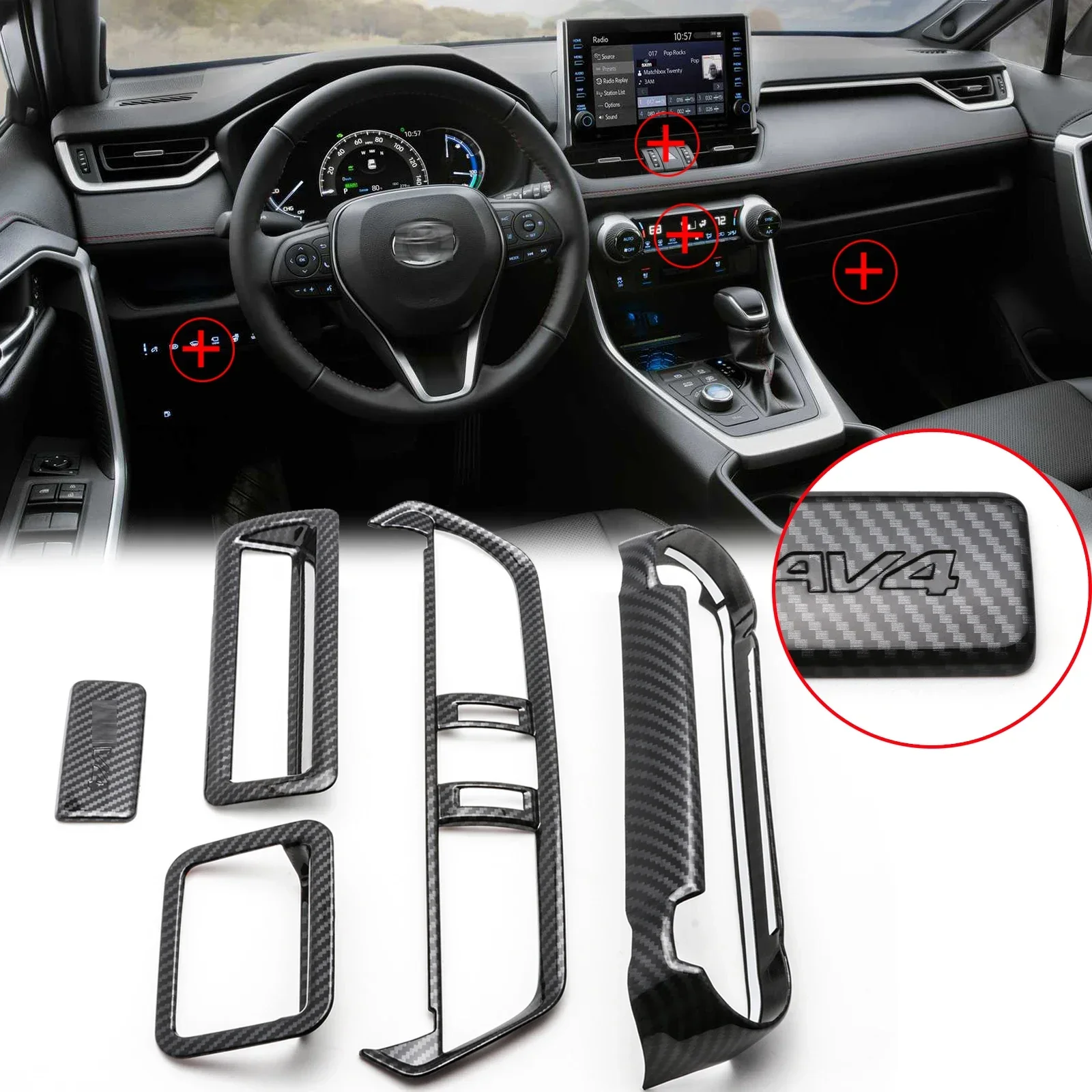 New! Carbon Fiber Style ABS Interior Center Air Vent Climate Control Headlight Switch Cover Trims Combo Kit For Toyota RAV4 2019
New! Carbon Fiber Style ABS Interior Center Air Vent Climate Control Headlight Switch Cover Trims Combo Kit For Toyota RAV4 2019