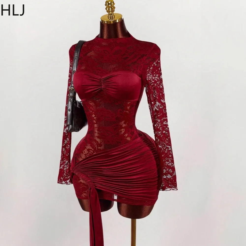 HLJ Sexy Lace Patchwork Bodycon Dresses Woman See Through Long Sleeves Hollow-out Dress Female Party Clubwear Vestidos 2026 New
HLJ Sexy Lace Patchwork Bodycon Dresses Woman See Through Long Sleeves Hollow-out Dress Female Party Clubwear Vestidos 2026 New