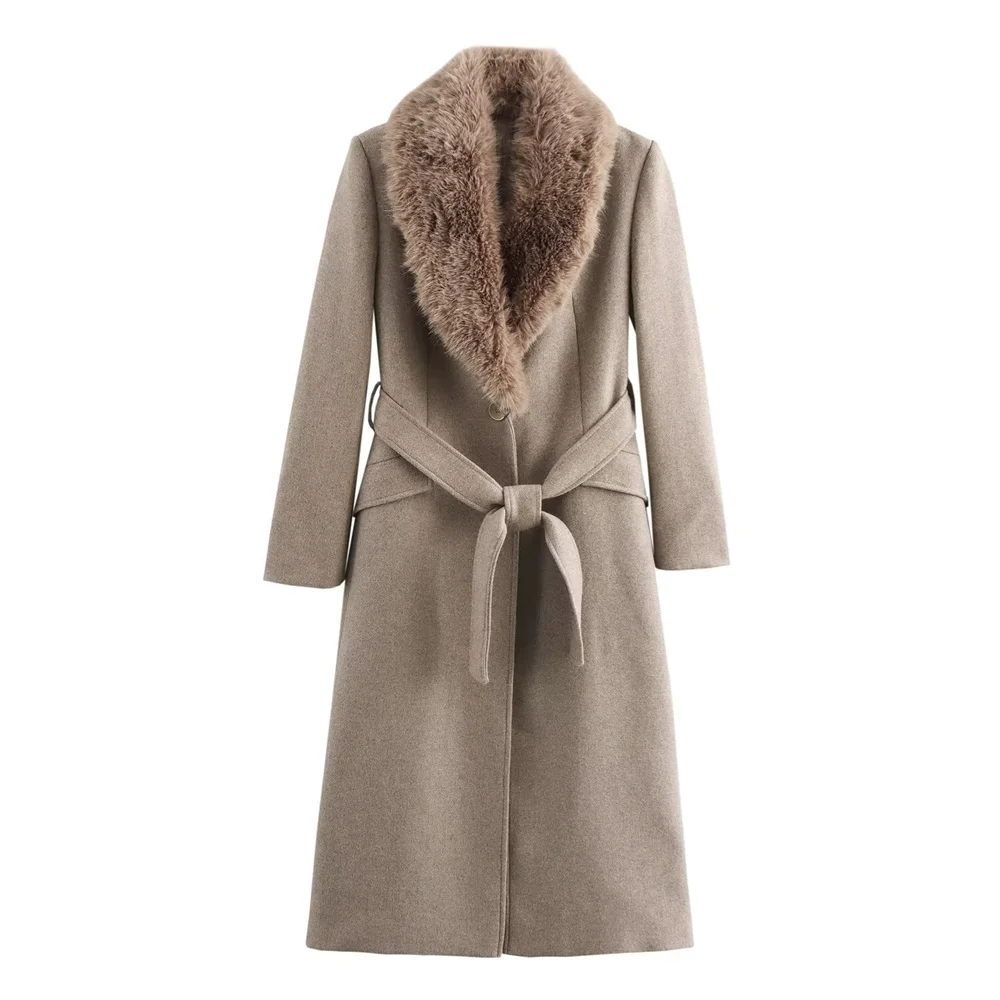 Women's Winter Coat with Detachable Fur Collar Belted Waist Buttoned Pockets Flip Over Collar New Fashion
Women's Winter Coat with Detachable Fur Collar Belted Waist Buttoned Pockets Flip Over Collar New Fashion