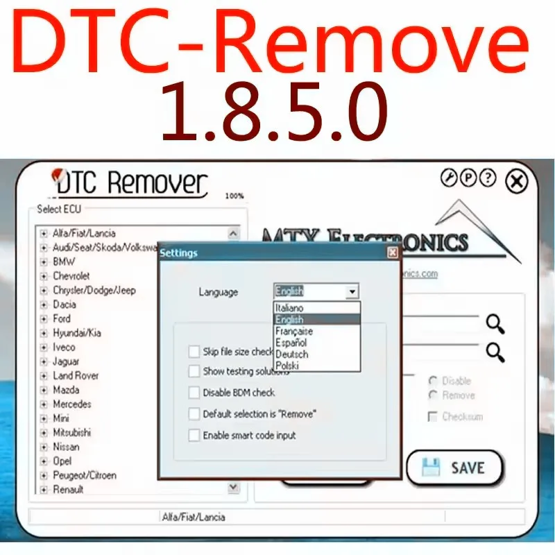 Средство для удаления DTC 2024 для программного обеспечения KESS KTAG FGTECH OBD2 MTX Средство для удаления DTC 1.8.5.0 с Keygen + 9 дополнительных настройков ECU SW Программное обеспечение Fault ECU 
Средство для удаления DTC 2024 для программного обеспечения KESS KTAG FGTECH OBD2 MTX Средство для удаления DTC 1.8.5.0 с Keygen + 9 дополнительных настройков ECU SW Программное обеспечение Fault ECU