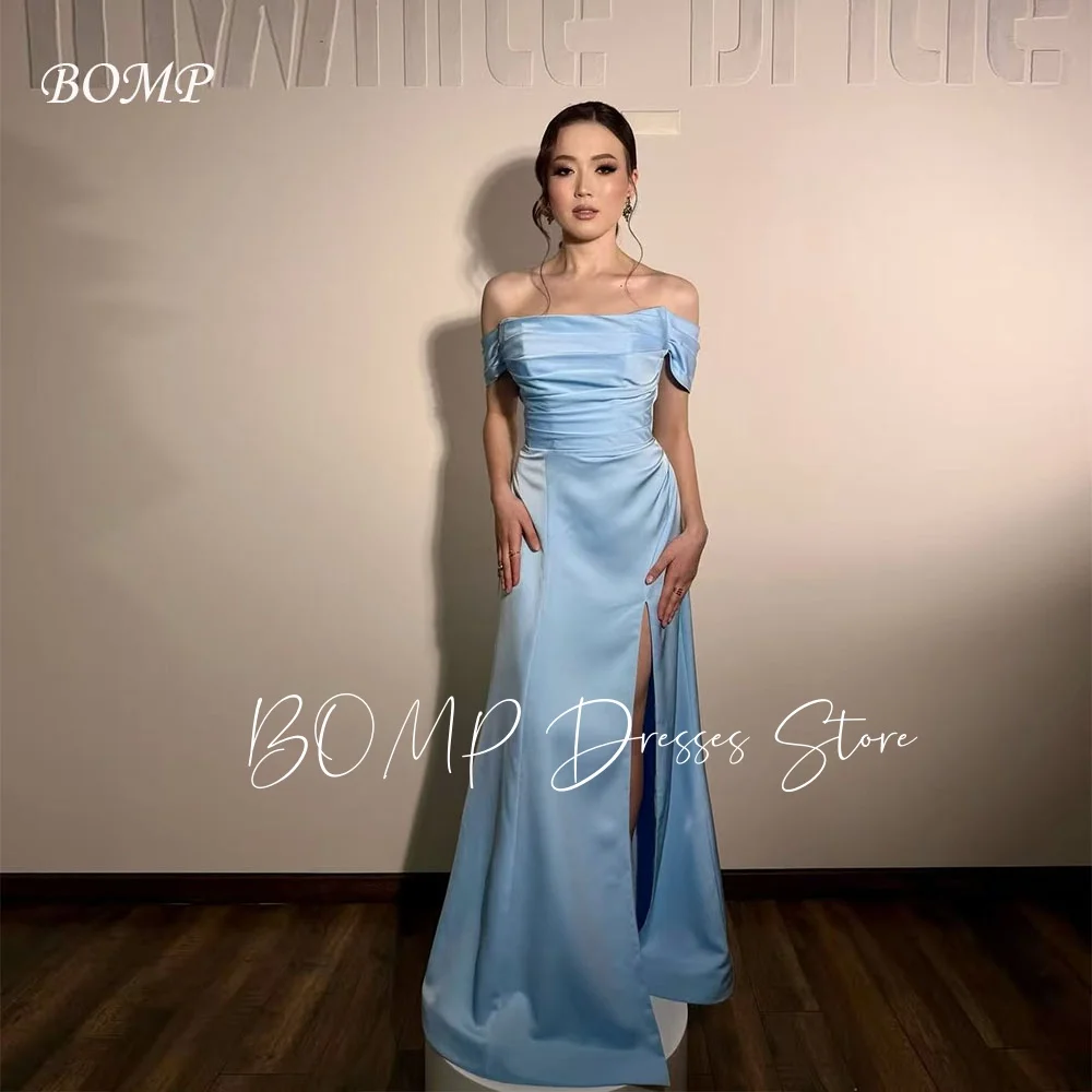 BOMP Элегантное синее вечернее платье с открытыми плечами и складками Русалка с разрезом по бокам, атласное платье для торжественных случаев, классическое на заказ
BOMP Элегантное синее вечернее платье с открытыми плечами и складками Русалка с разрезом по бокам, атласное платье для торжественных случаев, классическое на заказ
