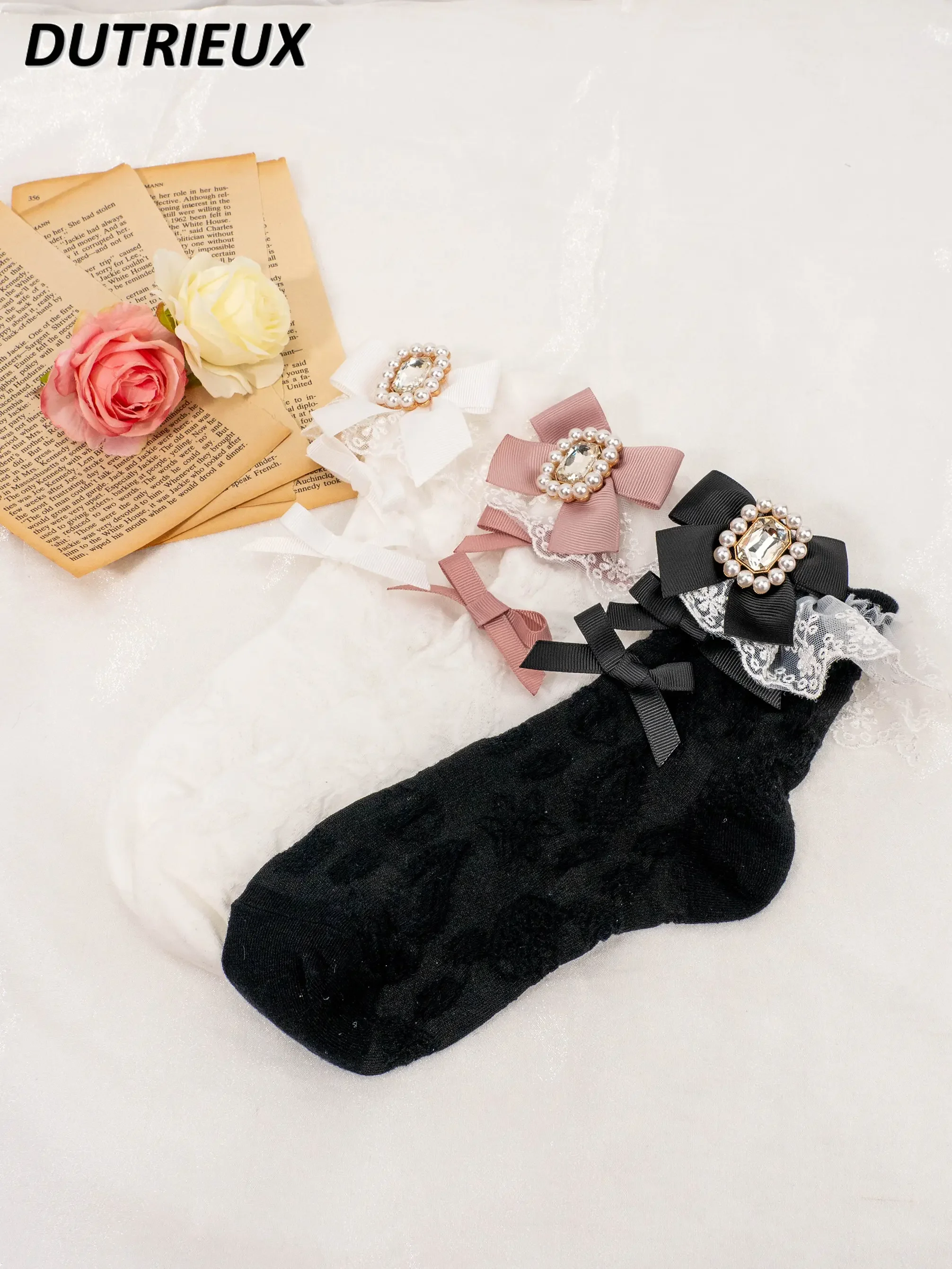 Lolita Kawaii Bow Lace Socks White Black Spring Summer Sock for Lady Sweet Cute Japanese Style Women's Fashion Stocking
Lolita Kawaii Bow Lace Socks White Black Spring Summer Sock for Lady Sweet Cute Japanese Style Women's Fashion Stocking