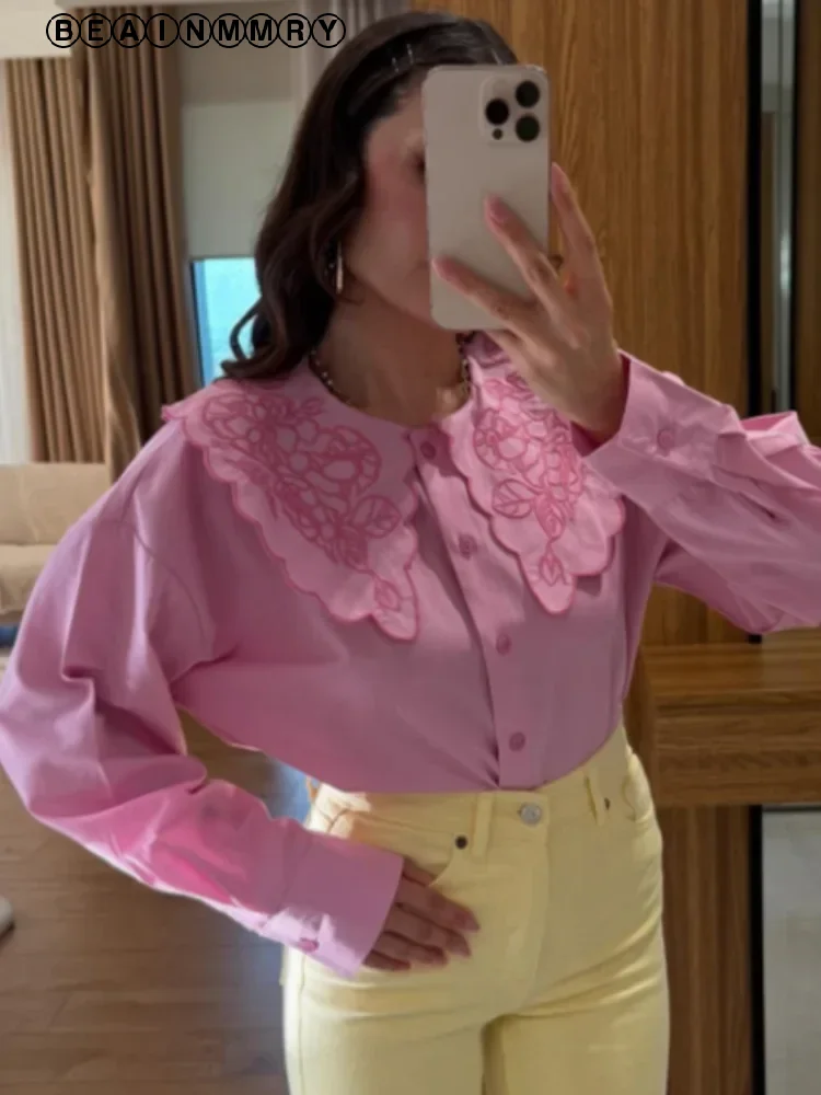 Elegant Printed Lapel Women's Shirts Long Sleeved Doll Neck Single Breasted Blouse Female New Summer Holiday Casual Street Shirt
Elegant Printed Lapel Women's Shirts Long Sleeved Doll Neck Single Breasted Blouse Female New Summer Holiday Casual Street Shirt