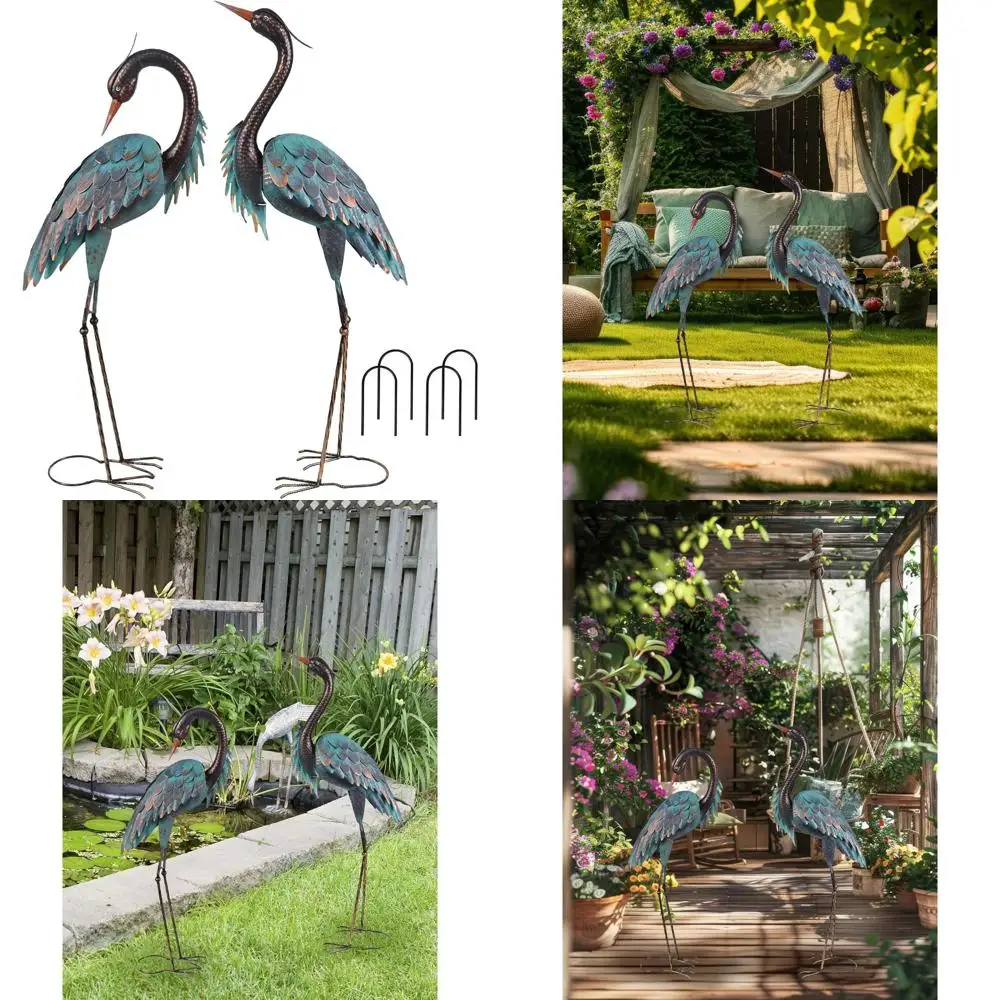 Large Outdoor Metal Heron Statue, 40/37 Inch Blue Crane Yard Art Lawn Sculpture, Garden Decorative Accents
Large Outdoor Metal Heron Statue, 40/37 Inch Blue Crane Yard Art Lawn Sculpture, Garden Decorative Accents