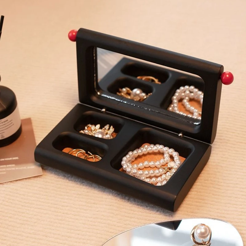 Wooden Jewelry Storage Box Portable Necklace Earrings Storage Box Women's Ring Organizer Container Travelling Trinket Case 
Wooden Jewelry Storage Box Portable Necklace Earrings Storage Box Women's Ring Organizer Container Travelling Trinket Case